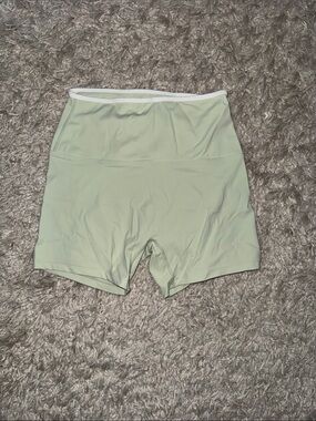High-Waist Sage Green Athletic Bike Shorts